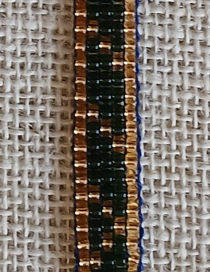 Olive Green & Gold Loom Woven Seed Bead Bracelet