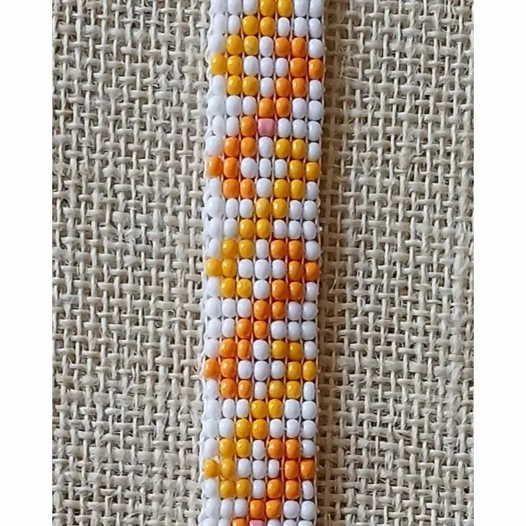 Orange & Yellow Handmade Loom Woven Seed Bead Bracelet