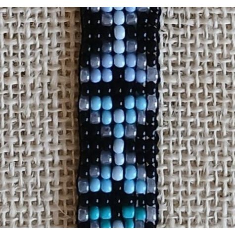 Black, Grey & Blue Handmade Loom Woven Seed Bead Bracelet