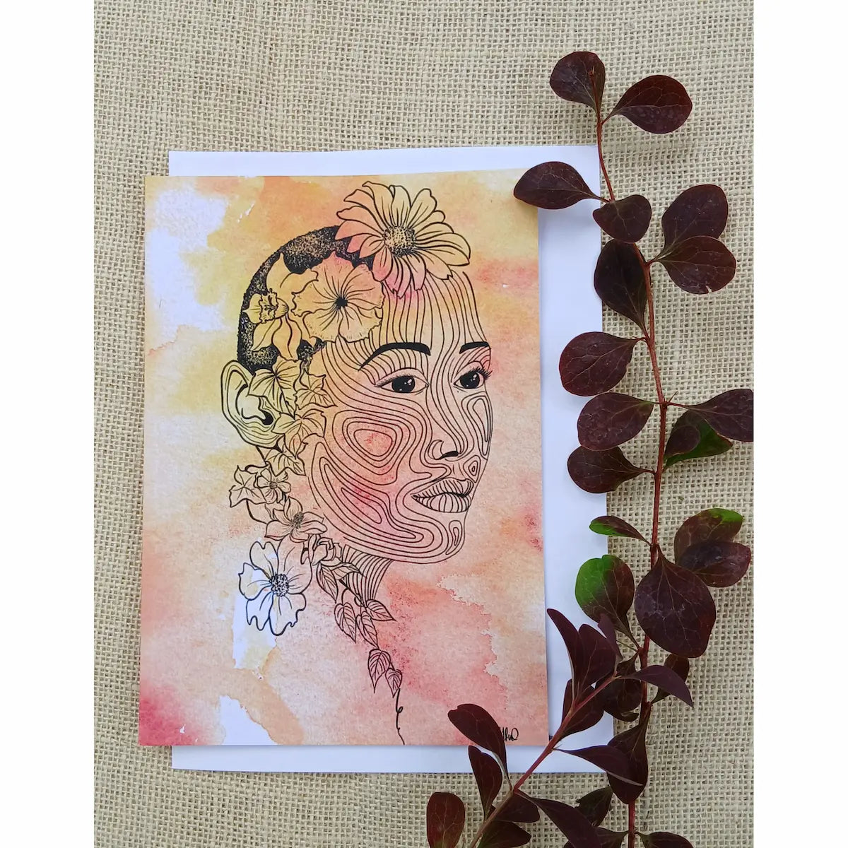 Flowers in Her Hair — Greeting Card