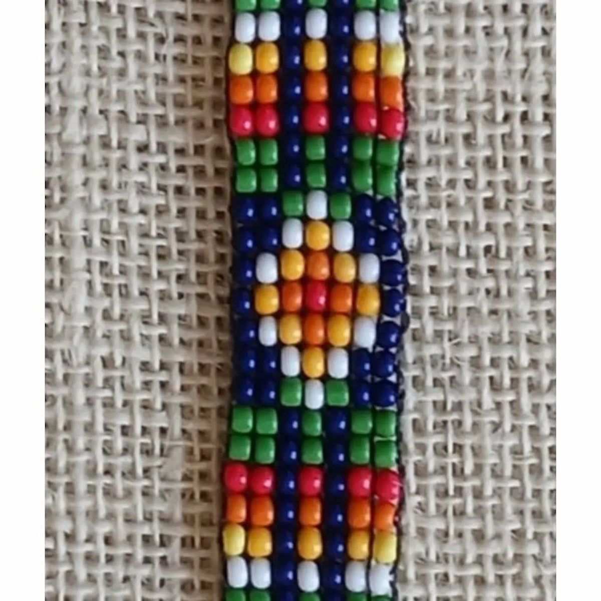 Red, Green & Yellow Handmade Loom Woven Seed Bead Bracelet