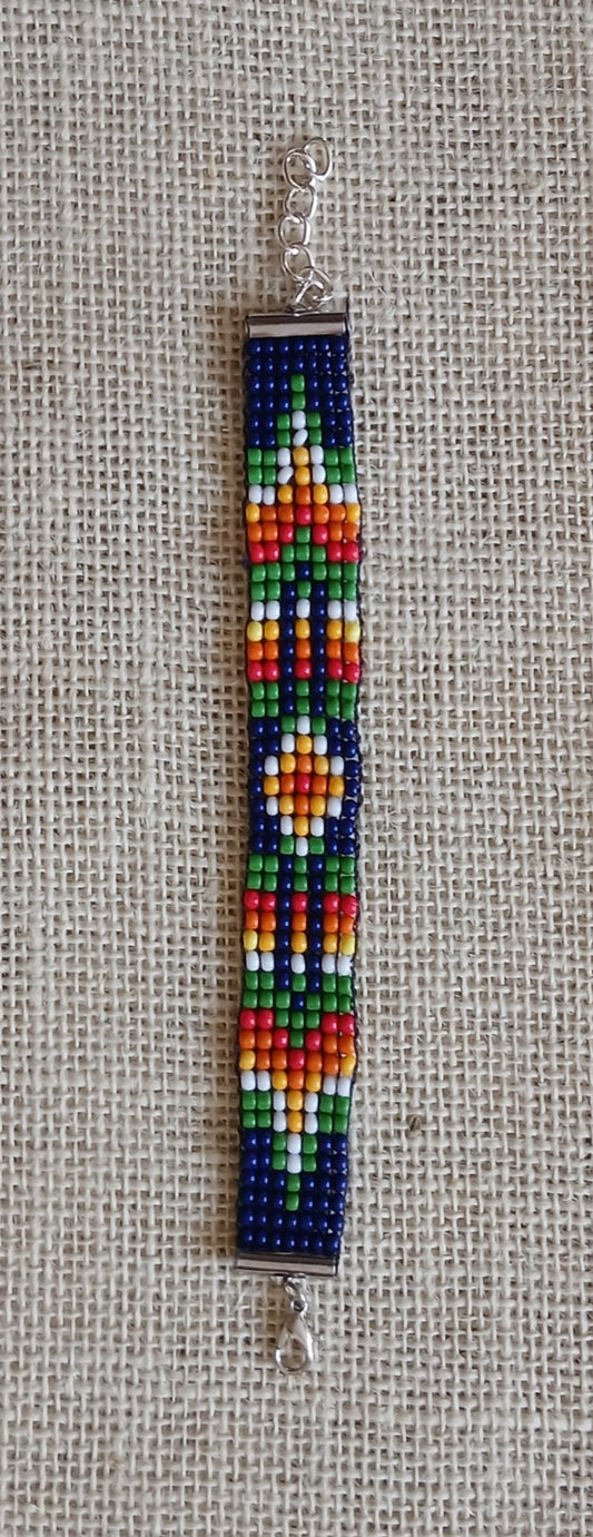 Red, Green & Yellow Loom Woven Seed Bead Bracelet