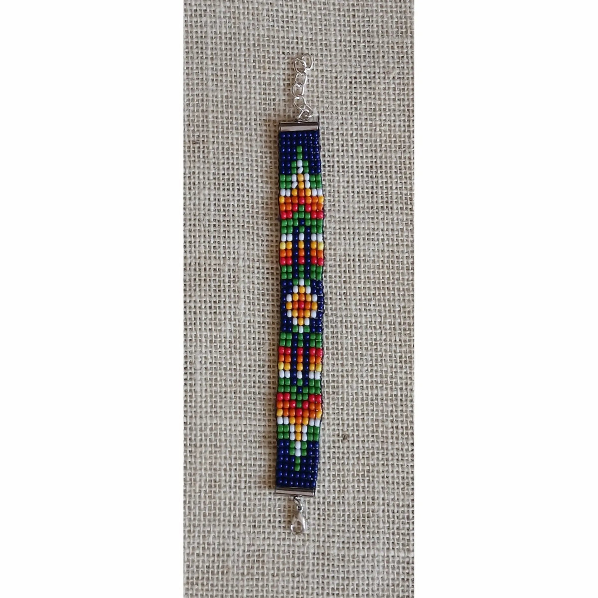Red, Green & Yellow Handmade Loom Woven Seed Bead Bracelet