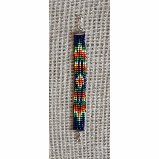 Red, Green & Yellow Handmade Loom Woven Seed Bead Bracelet