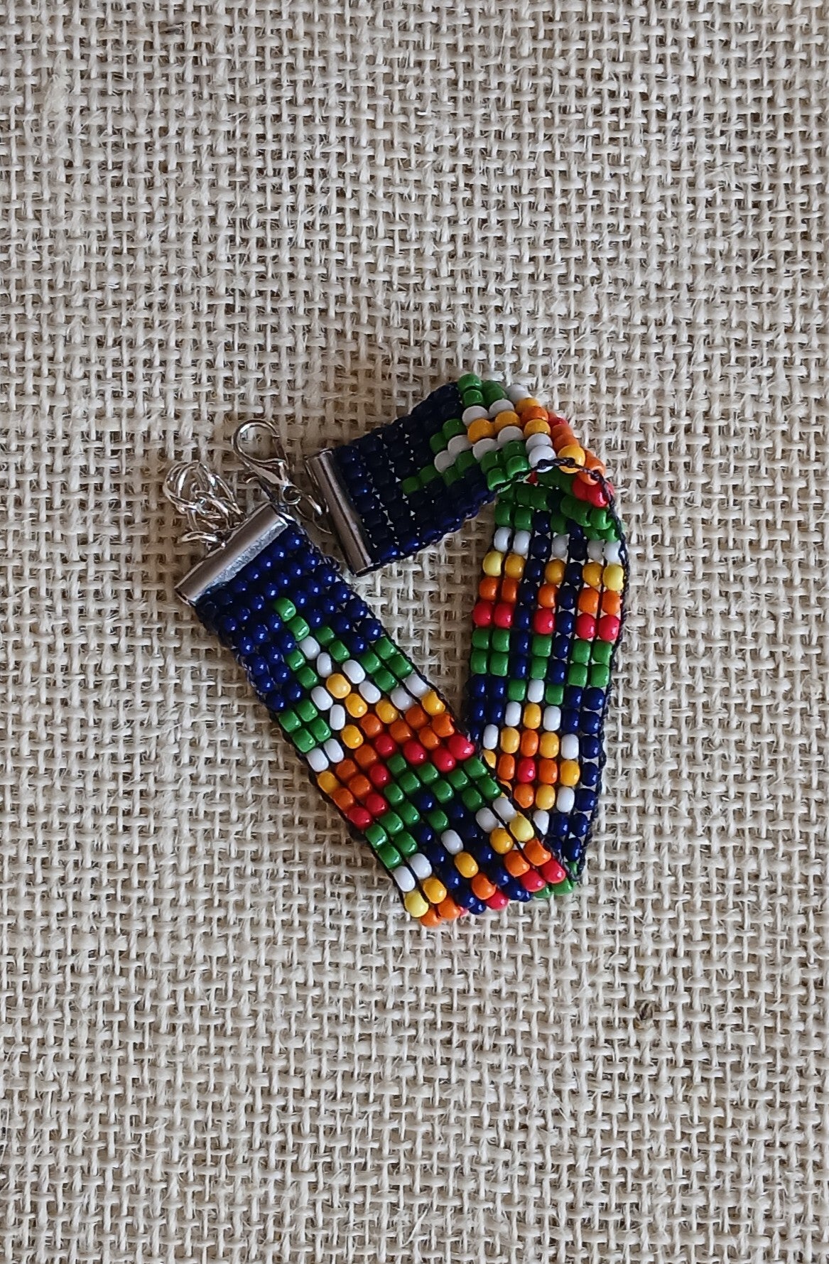 Red, Green & Yellow Loom Woven Seed Bead Bracelet