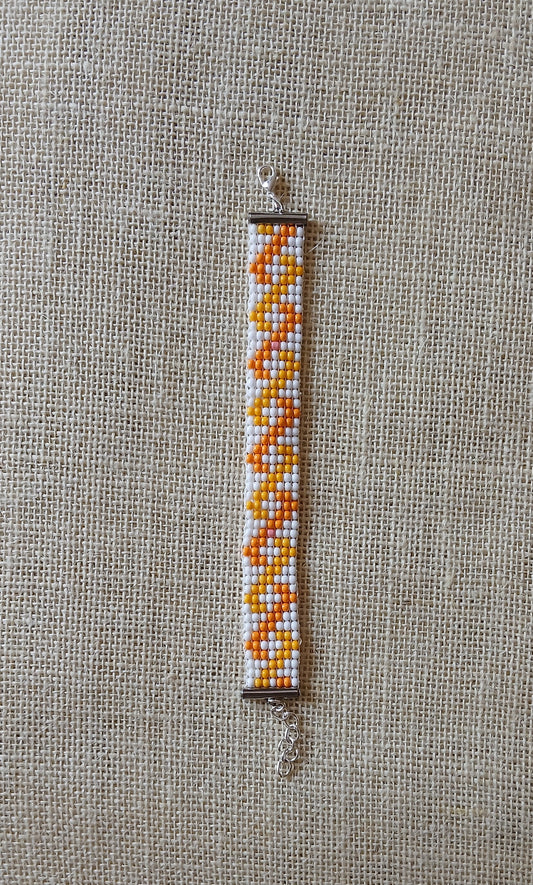 Orange & Yellow Loom Woven Seed Bead Bracelet