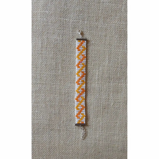 Orange & Yellow Handmade Loom Woven Seed Bead Bracelet