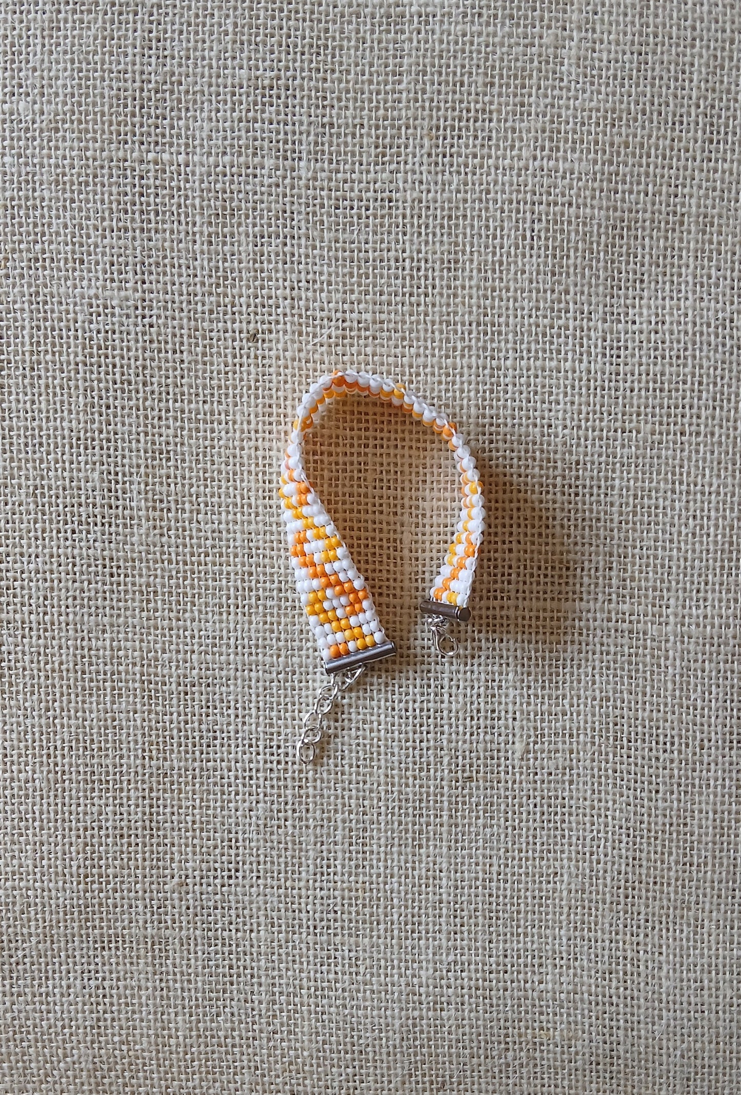 Orange & Yellow Loom Woven Seed Bead Bracelet
