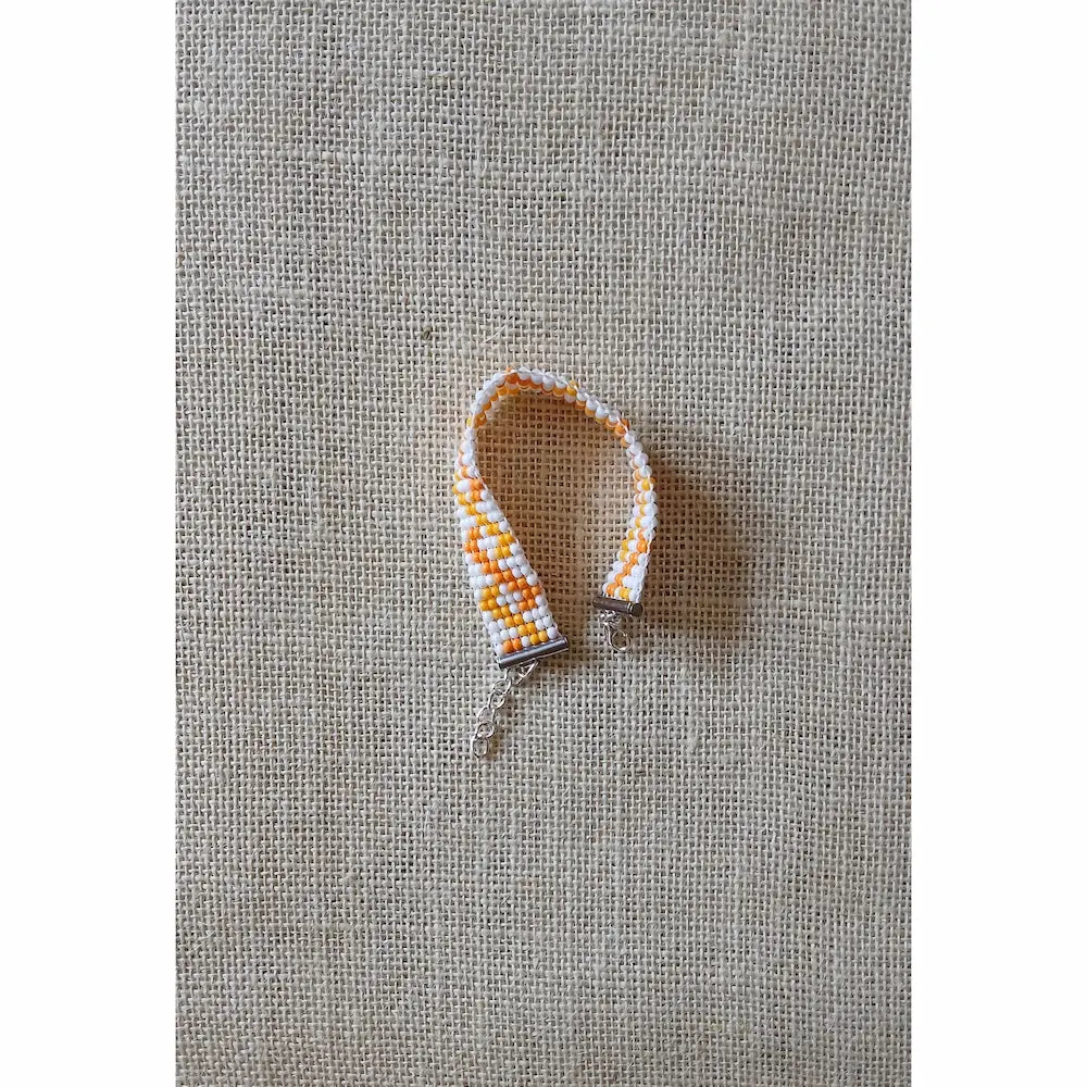 Orange & Yellow Handmade Loom Woven Seed Bead Bracelet