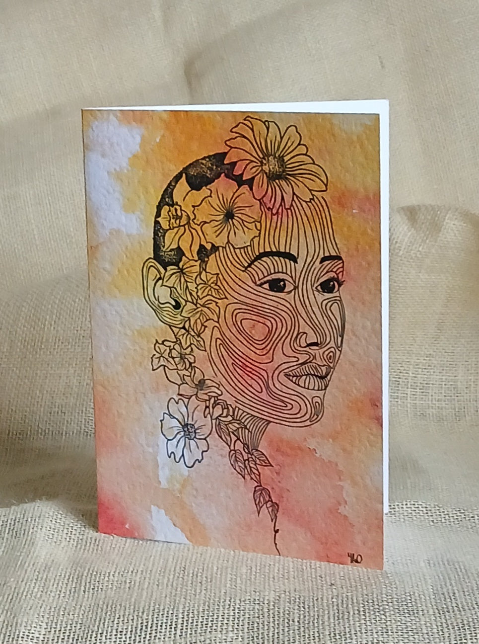 Flowers in Her Hair — Greeting Card