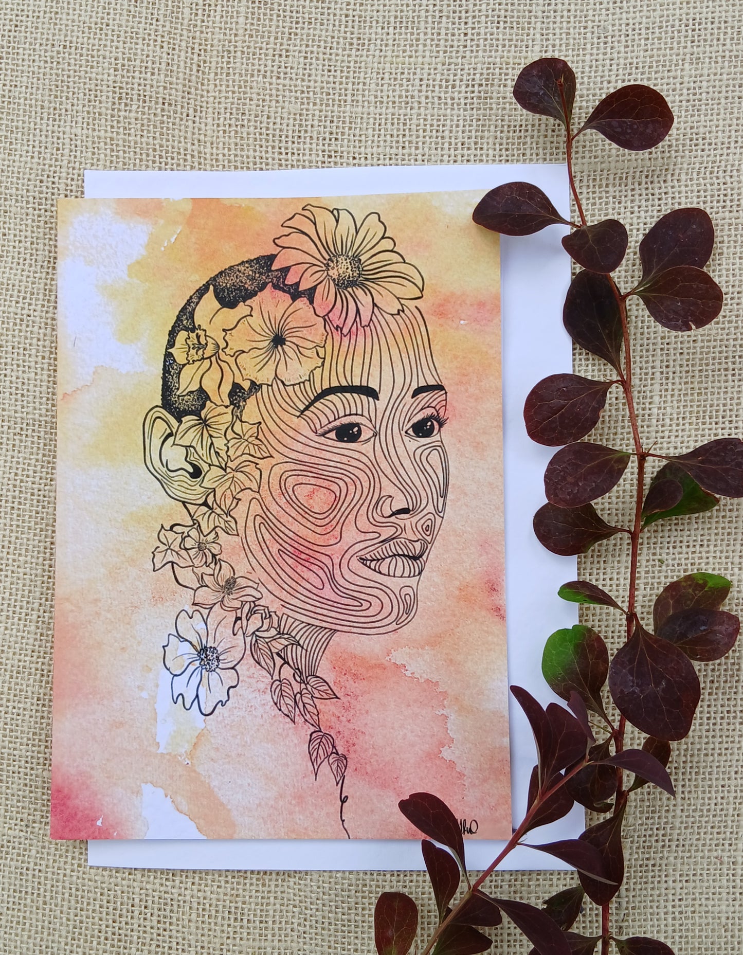 Flowers in Her Hair — Greeting Card