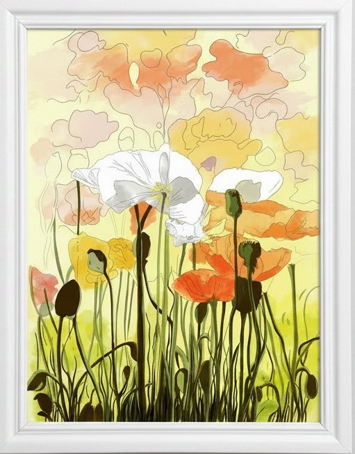 Wild Flower Garden in white frame