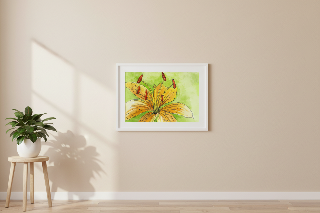 Yellow Lily landscape frame mockup